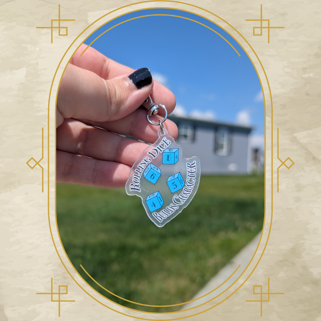 Rolling Dice Builds Character Acrylic Keychain