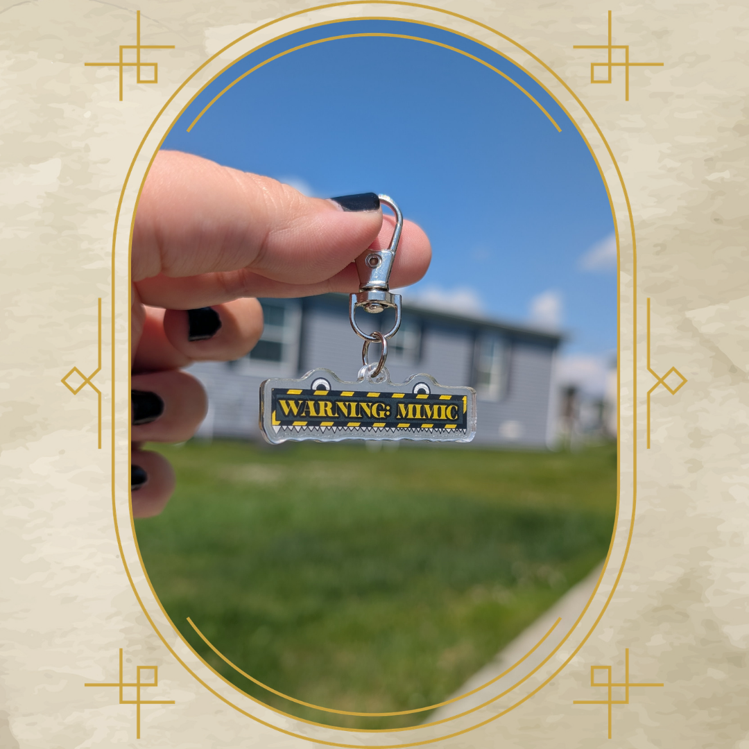 Warning: Mimic Acrylic Keychain