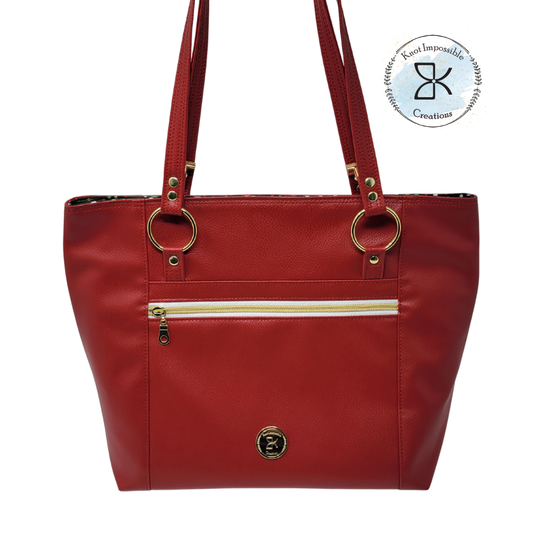 Telling Tote - Deep Red Faux Leather – Knot Impossible Creations