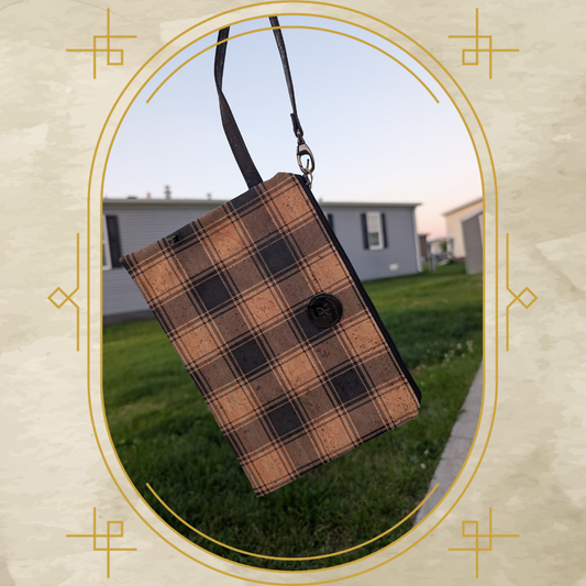 Plaid Cork Nova Wristlet