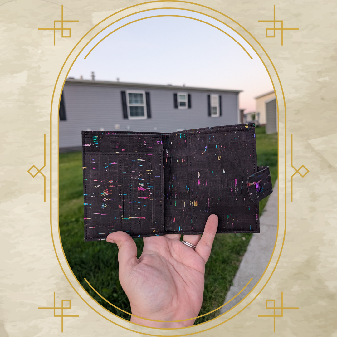 Black Rainbow Fleck Cork Passport Wallet