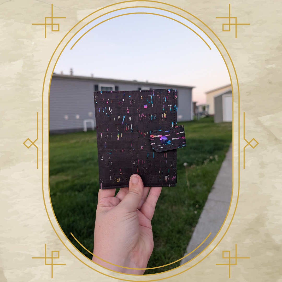 Black Rainbow Fleck Cork Passport Wallet