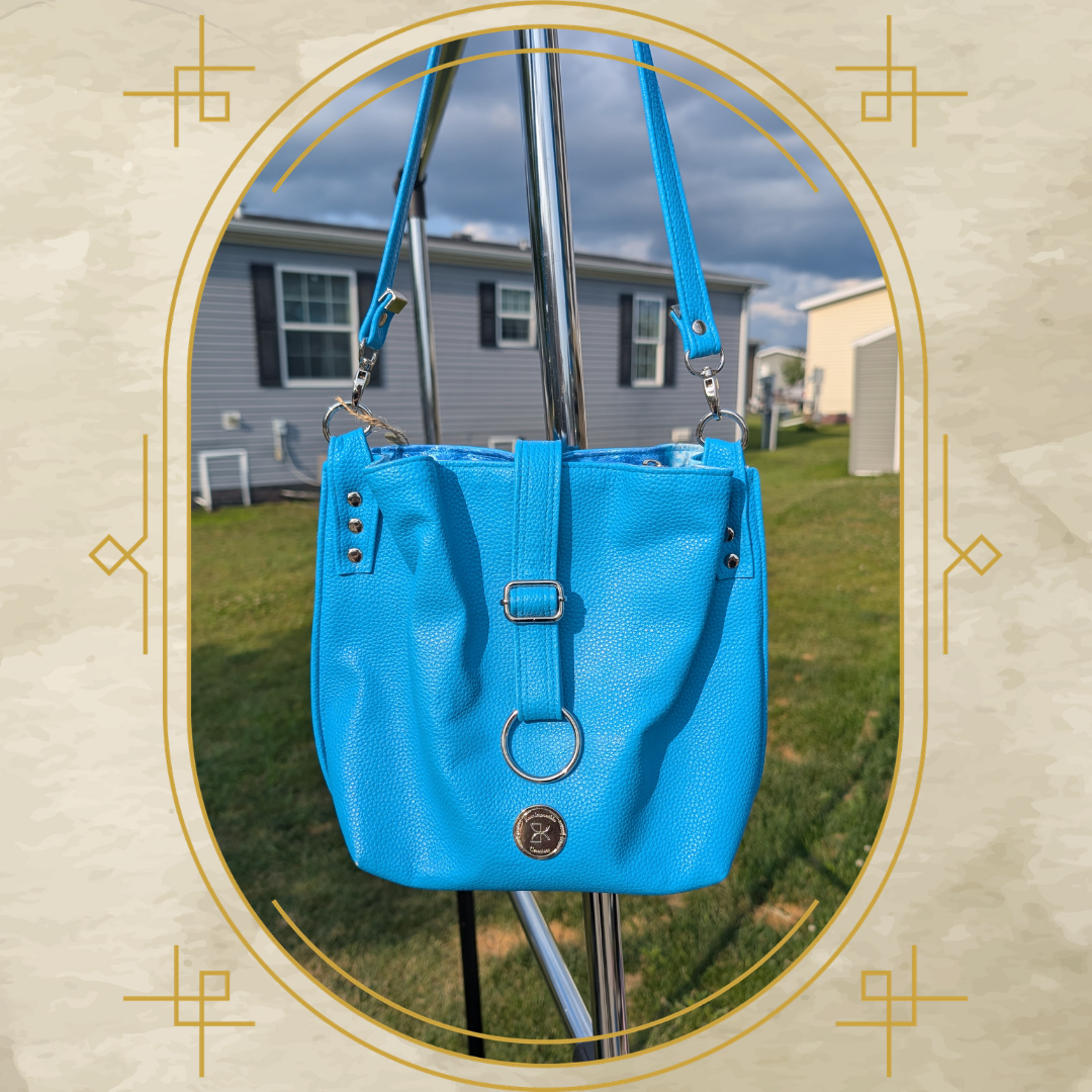 Blue Faux Leather Handbag